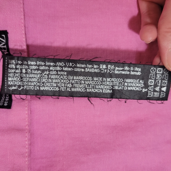 Zara (Women's M-L) Cotton Linen Blend Pink Wrap Mini Skirt with Side Tie - Picture 8 of 8